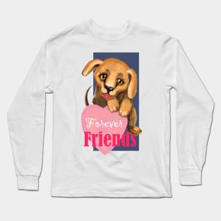Cute dog. Baby pets. Puppy friendship love. Long Sleeve T-Shirt